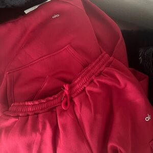 Alo Red Sweatshirt and Joggers Set